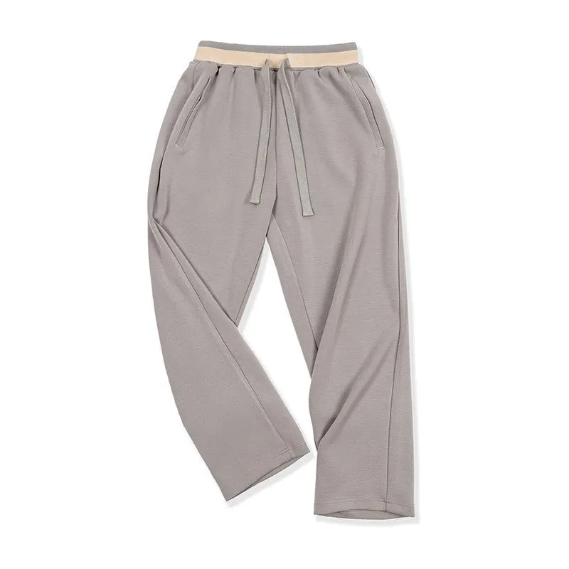 Casual loose-fit anti-wrinkle polyester sweatpants for men in dark blue, grey, or light brown