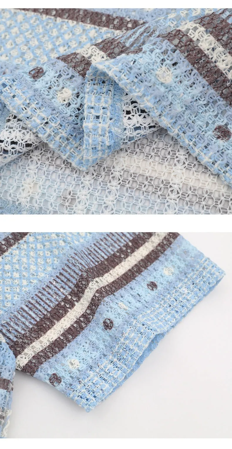 Men's printed casual shirt with loose fit and short sleeves in yellow or blue