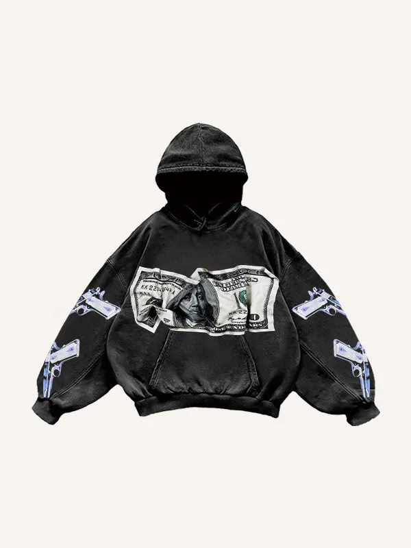 Fashion casual printed polyester sweater for women, loose fit, in black, front view