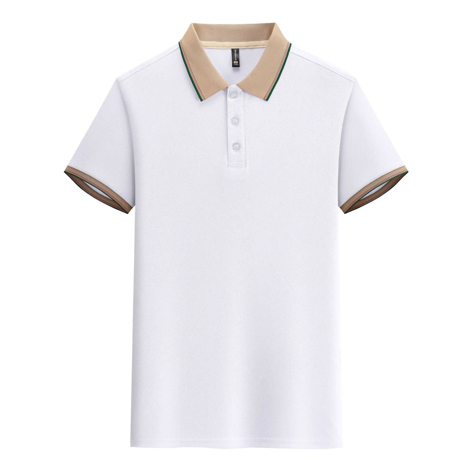 Catering ice silk overalls t-shirt short sleeve cotton mosaic print in burgundy brown collar