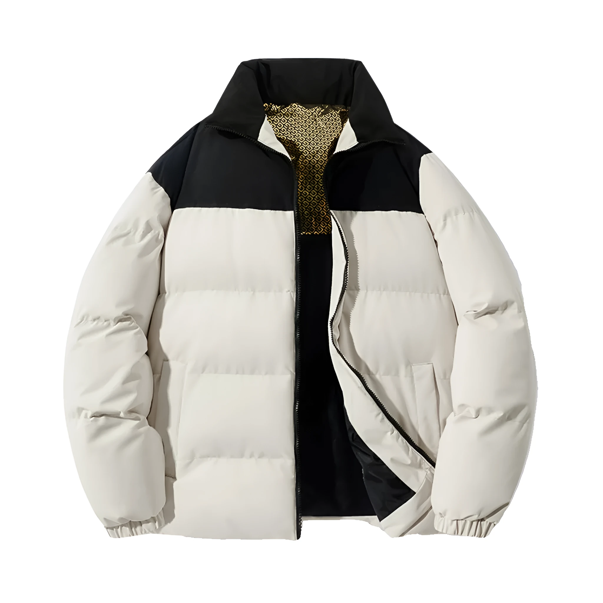 Winter men's graphene cotton-padded coat in Hong Kong style with straight hem, polyester shell, available in multiple colours