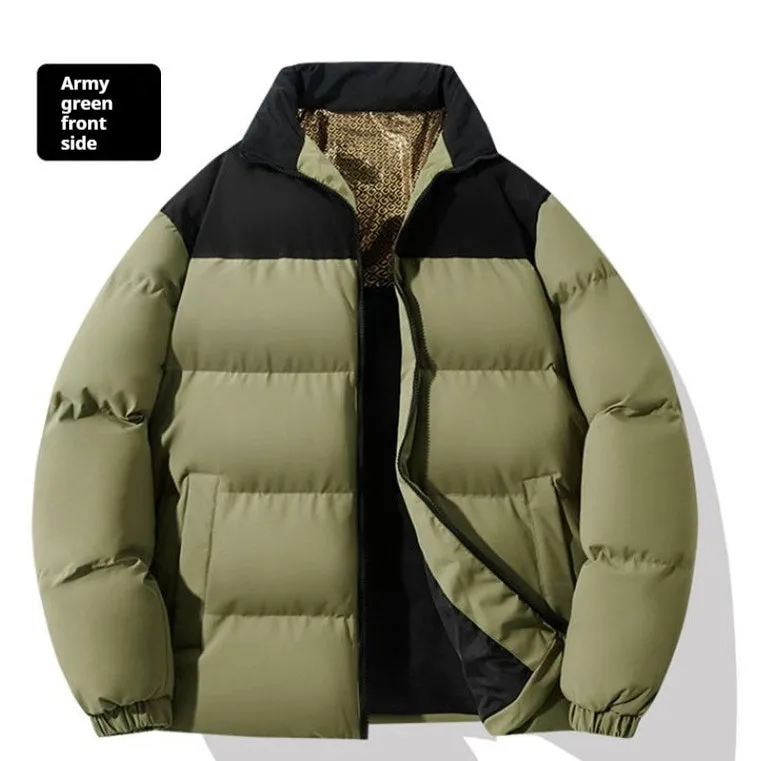 Winter men's graphene cotton-padded coat in Hong Kong style with straight hem, polyester shell, available in multiple colours