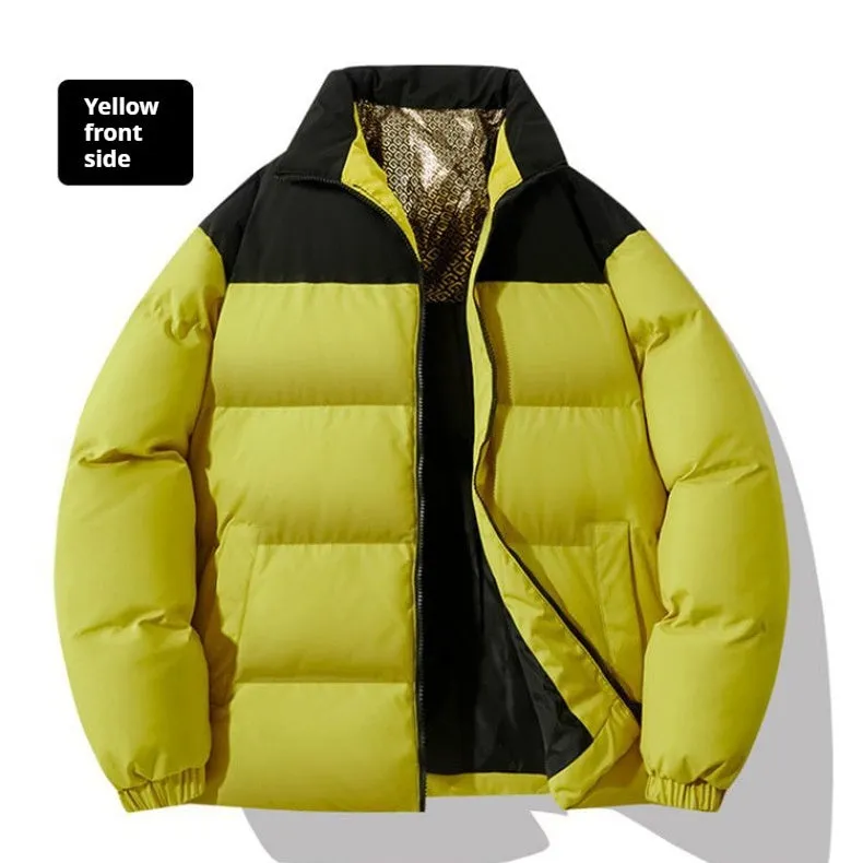 Winter men's graphene cotton-padded coat in Hong Kong style with straight hem, polyester shell, available in multiple colours