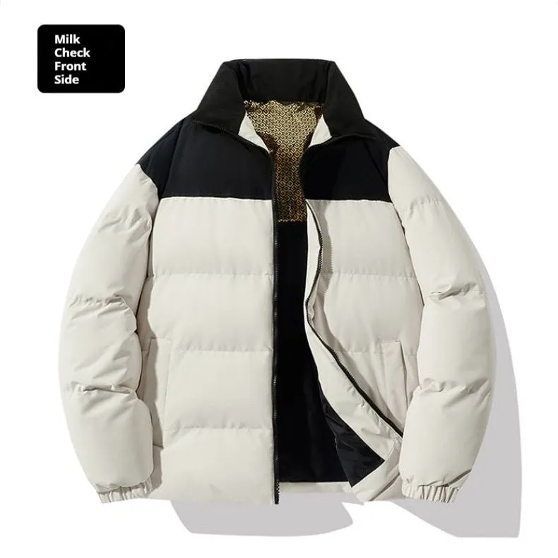 Winter men's graphene cotton-padded coat in Hong Kong style with straight hem, polyester shell, available in multiple colours