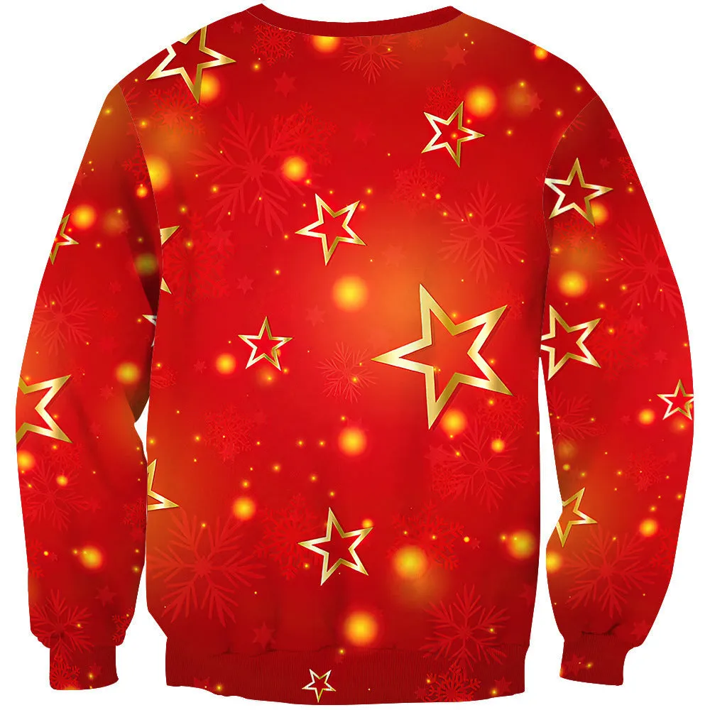 3D digital print casual round neck men's sweater in autumn European style, side seam pockets, polyester fibre, sizes S-5XL