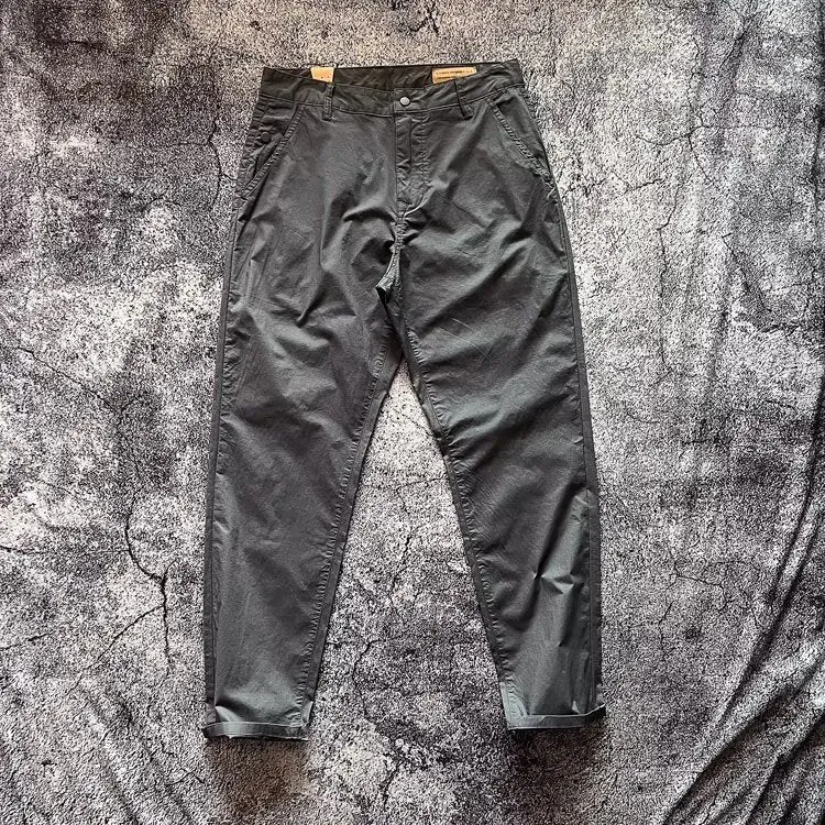 Casual loose straight track pants for men in black cotton solid colour