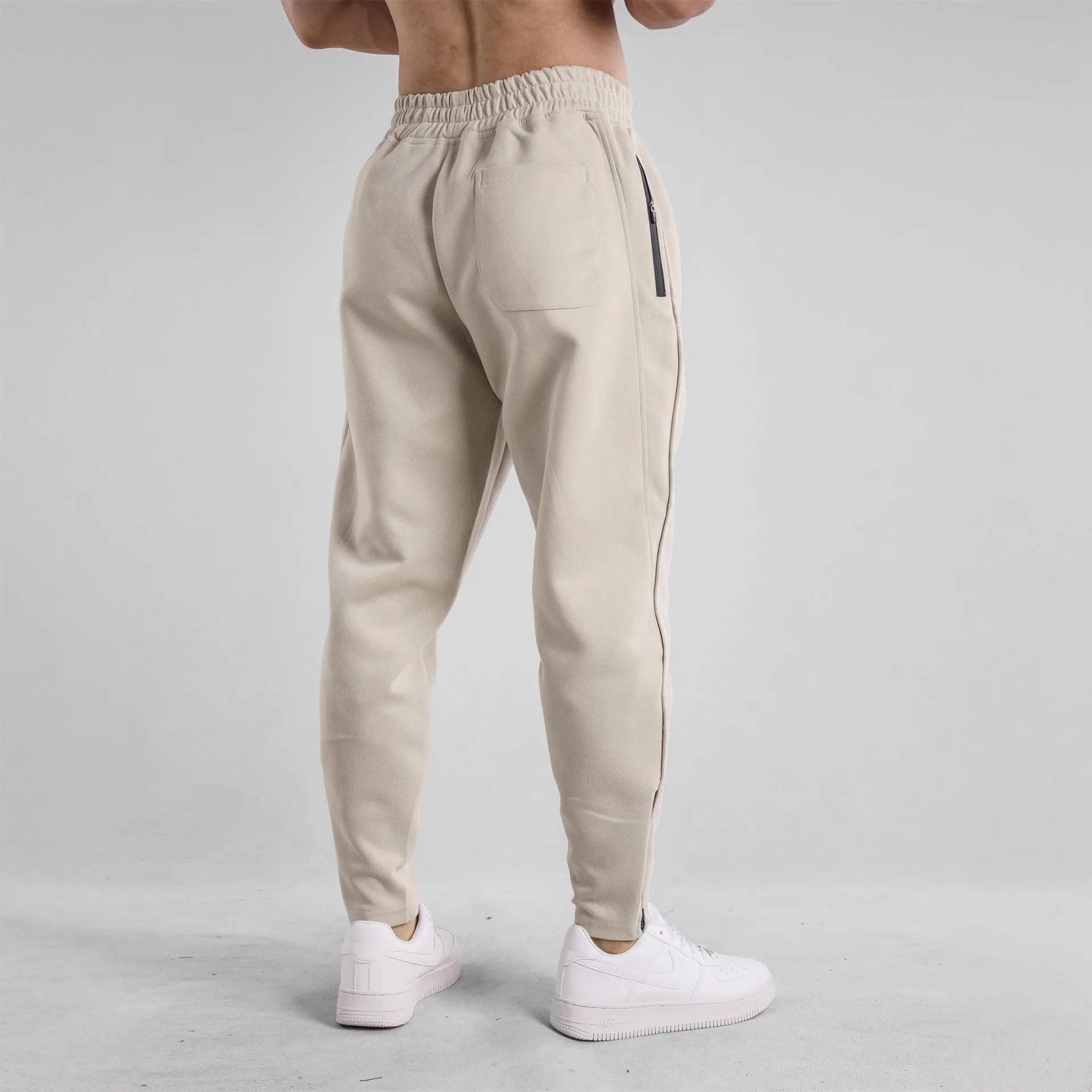 Men's cotton outdoor workout pants in sapphire blue, spring autumn running trousers