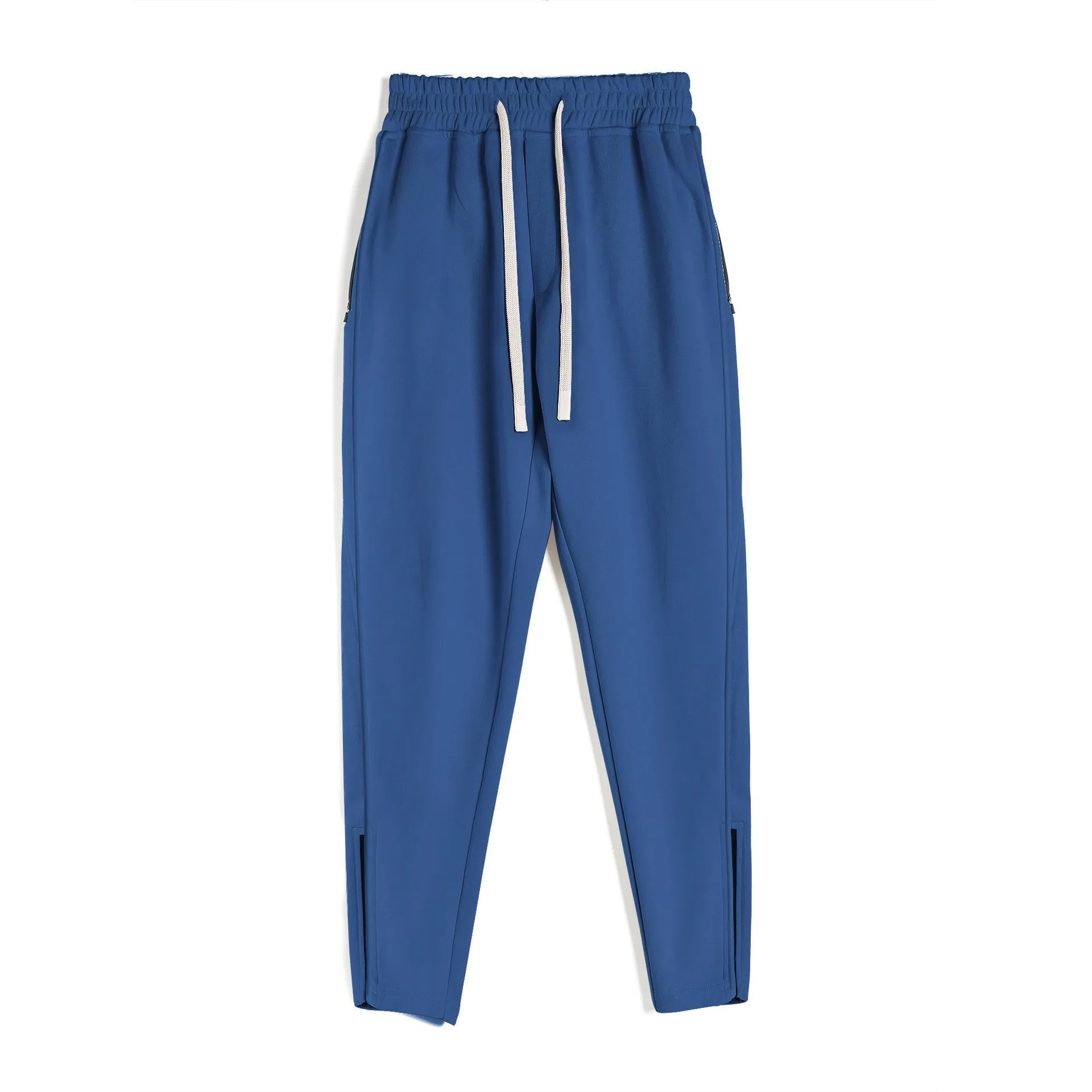 Men's cotton outdoor workout pants in sapphire blue, spring autumn running trousers