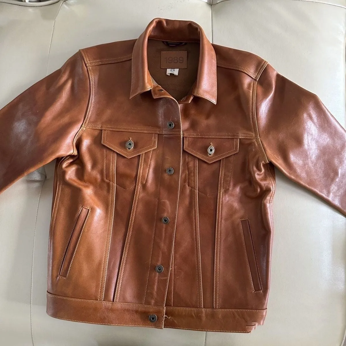 American western cowboy genuine cowhide leather jacket ultra short length black coffee colour for men