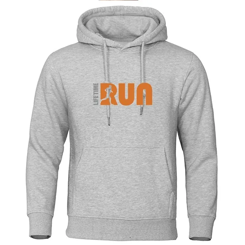 Men's street fashion printing loose-fit hoodie in black with hood and long sleeves