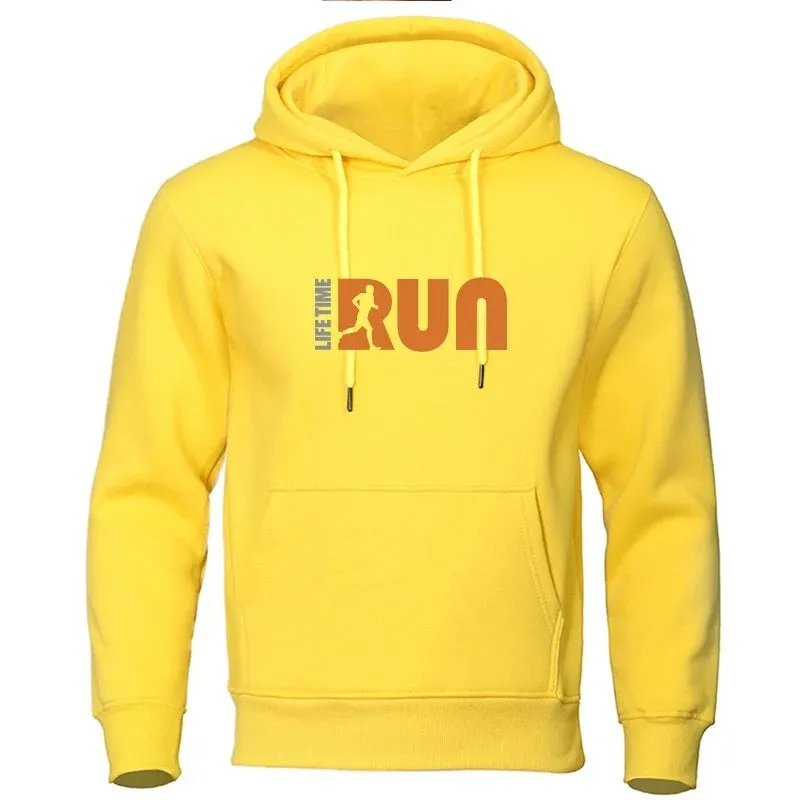Men's street fashion printing loose-fit hoodie in black with hood and long sleeves