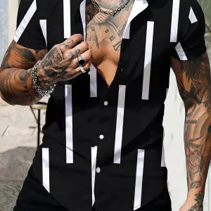 Man wearing a slim fit short sleeve casual shirt with a colourful floral 3D digital print.