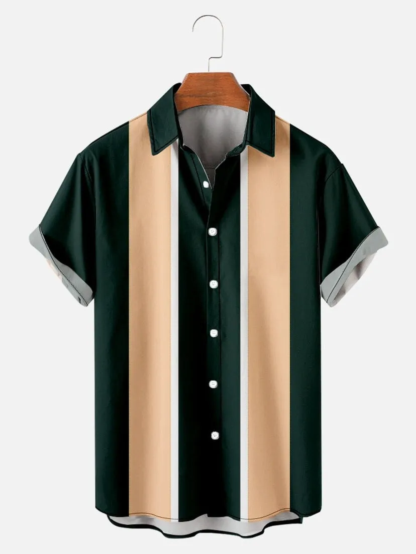 Man wearing a slim fit short sleeve casual shirt with a colourful floral 3D digital print.