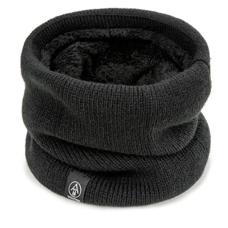 Unisex acrylic cycling scarf in black fleece thick, warm and dustproof for outdoor cycling