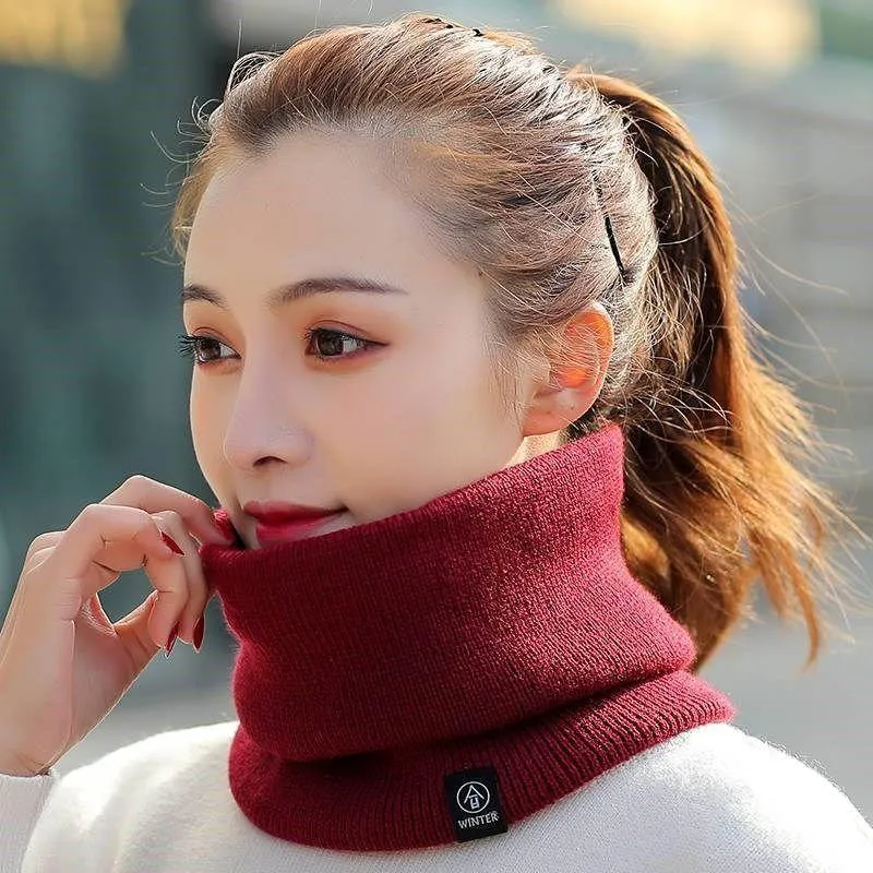 Unisex acrylic cycling scarf in black fleece thick, warm and dustproof for outdoor cycling