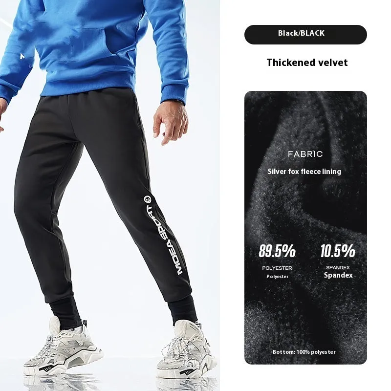 Men's black ankle-tied sweatpants with mid waist design for casual sports wear