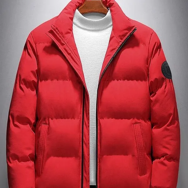 Men's casual cotton-padded cardigan coat jacket in green, zip front, winter outerwear