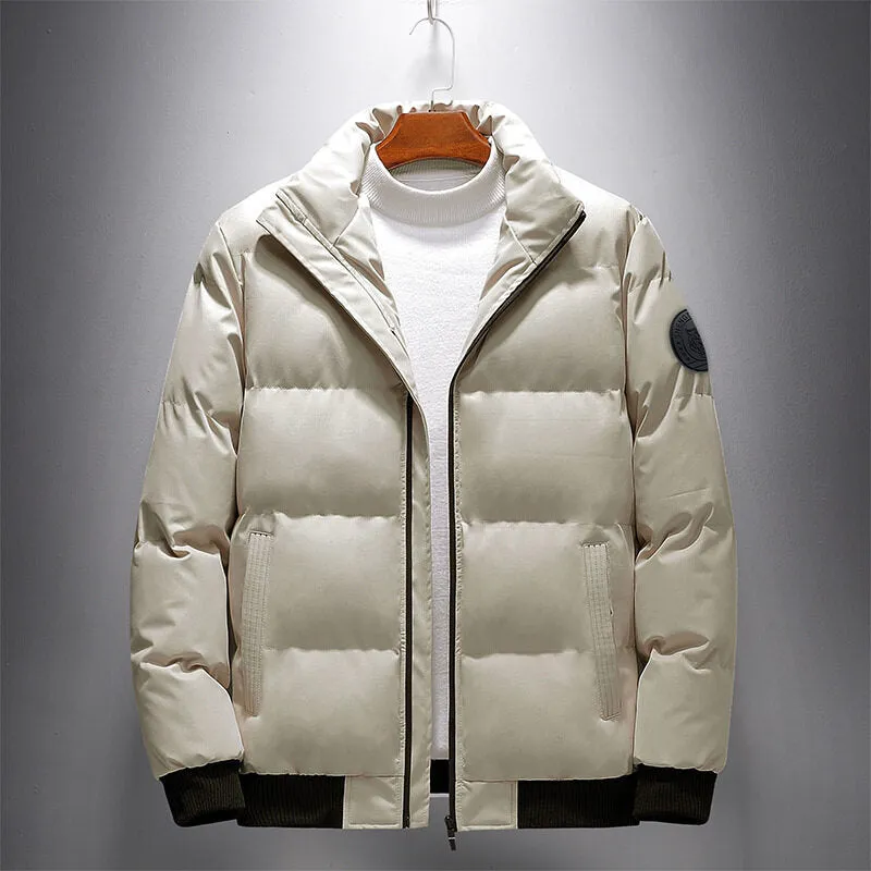 Men's casual cotton-padded cardigan coat jacket in green, zip front, winter outerwear