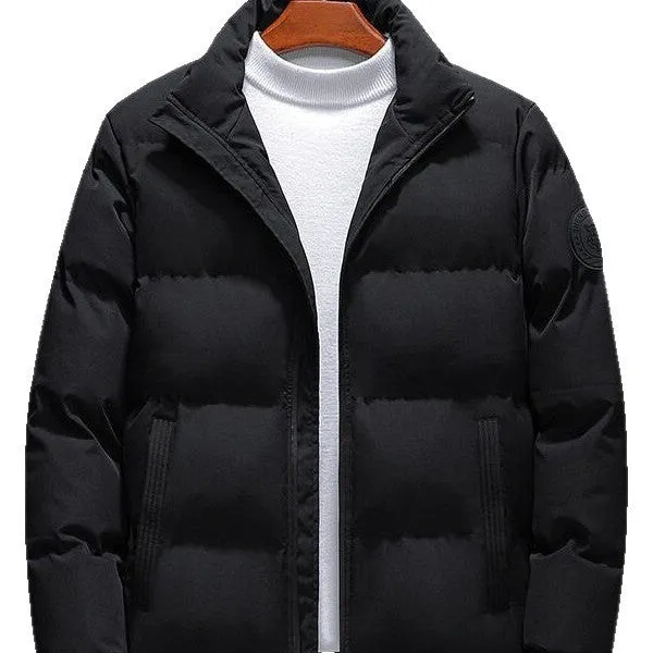 Men's casual cotton-padded cardigan coat jacket in green, zip front, winter outerwear
