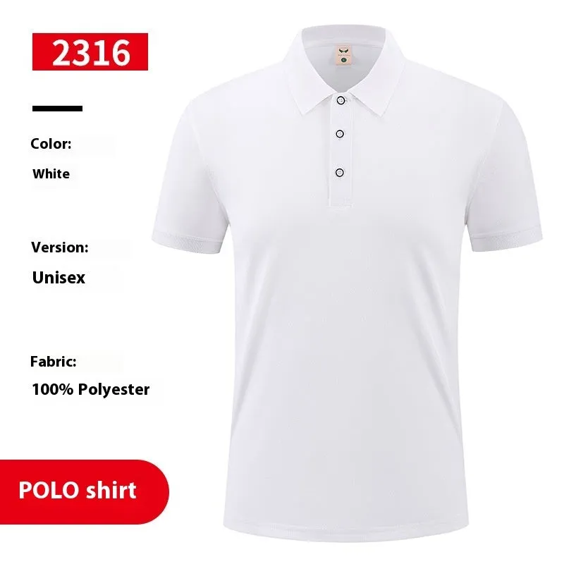 Ice silk viscose blend polo shirt in short sleeve pullover style on a hanger.