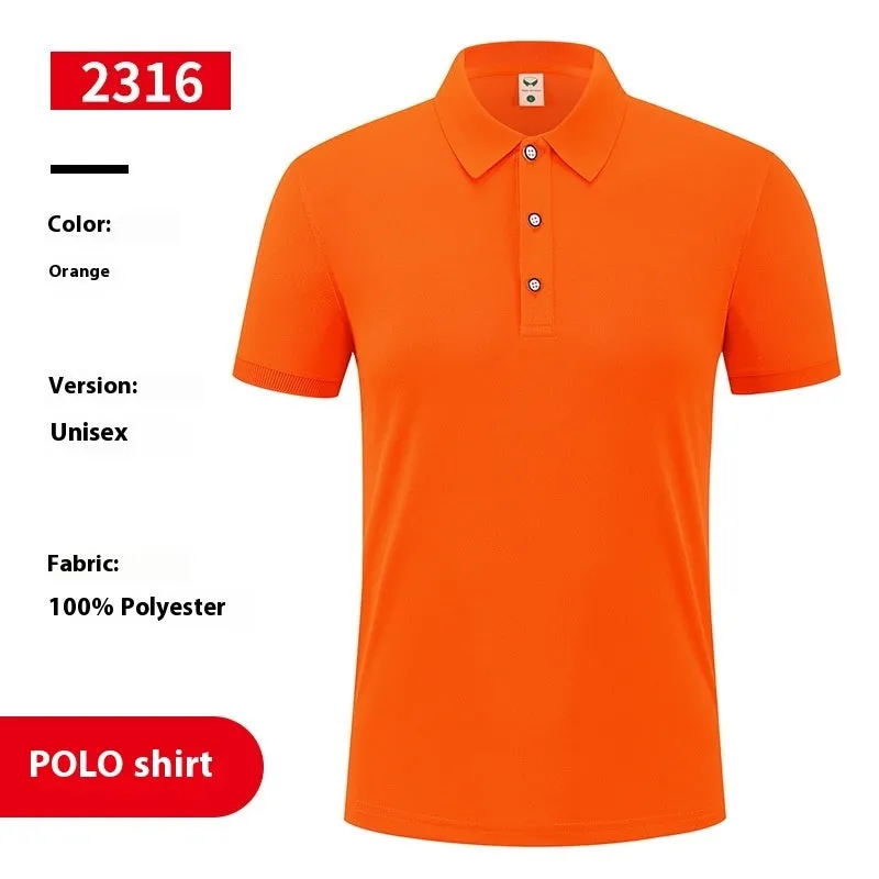 Ice silk viscose blend polo shirt in short sleeve pullover style on a hanger.