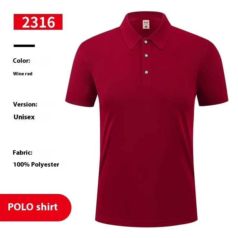 Ice silk viscose blend polo shirt in short sleeve pullover style on a hanger.