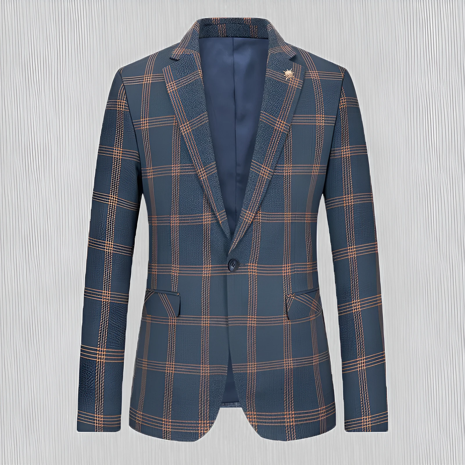 Men's trendy slim fit small business suit coat in blue, casual style, Asian sizing M-5XL