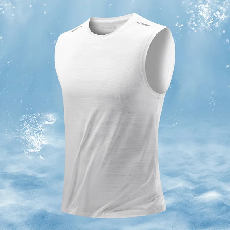 Men's loose fit sleeveless waistcoat in solid colours including blue, grey, black and white.