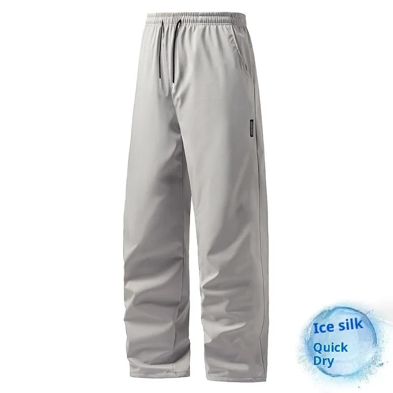 Korean style large size straight pants in black lint-free fabric, size M to 5XL