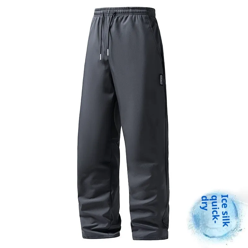 Korean style large size straight pants in black lint-free fabric, size M to 5XL