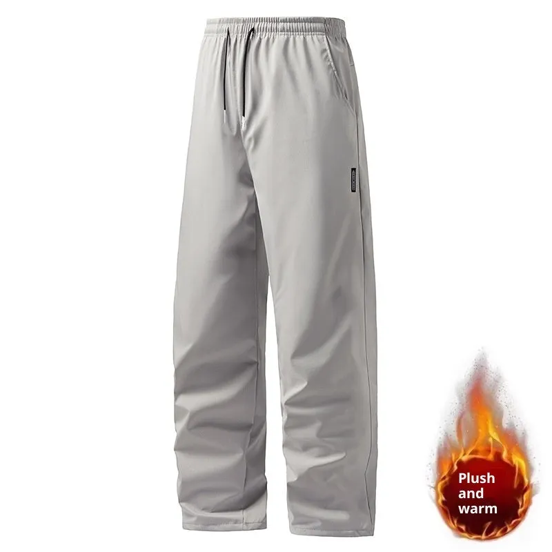 Korean style large size straight pants in black lint-free fabric, size M to 5XL