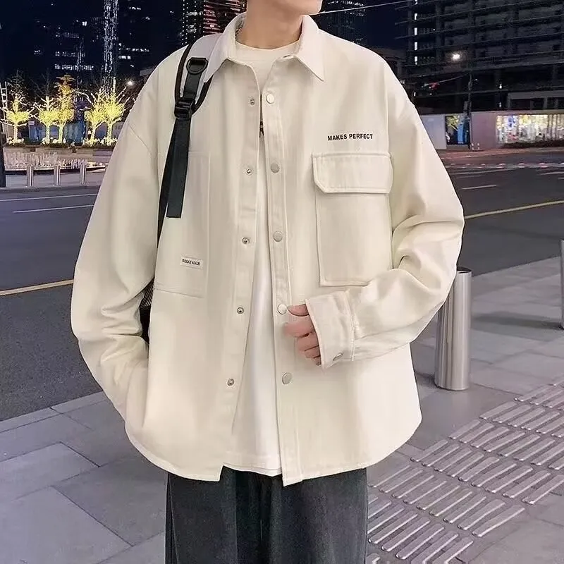Fashion loose oversized cardigan for men in green, long sleeves, minimalist style, polyester fabric