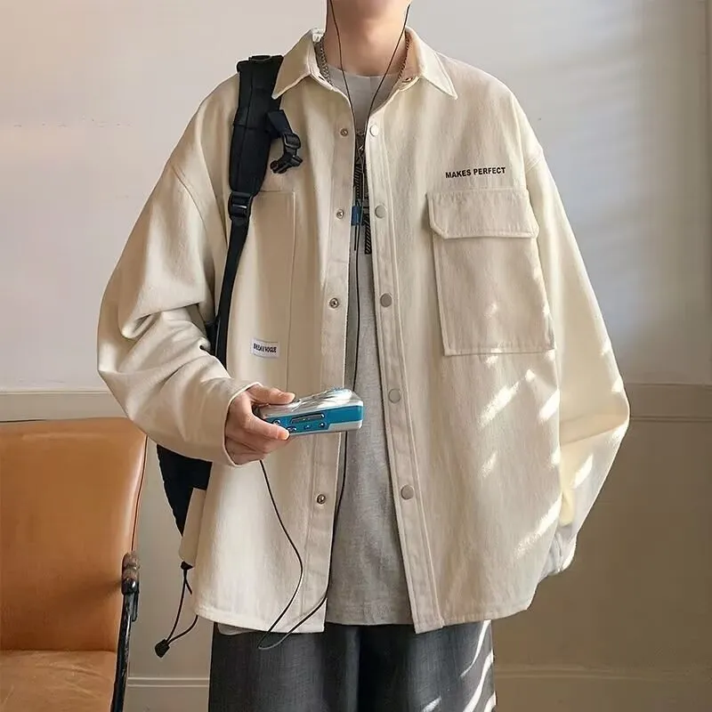 Fashion loose oversized cardigan for men in green, long sleeves, minimalist style, polyester fabric