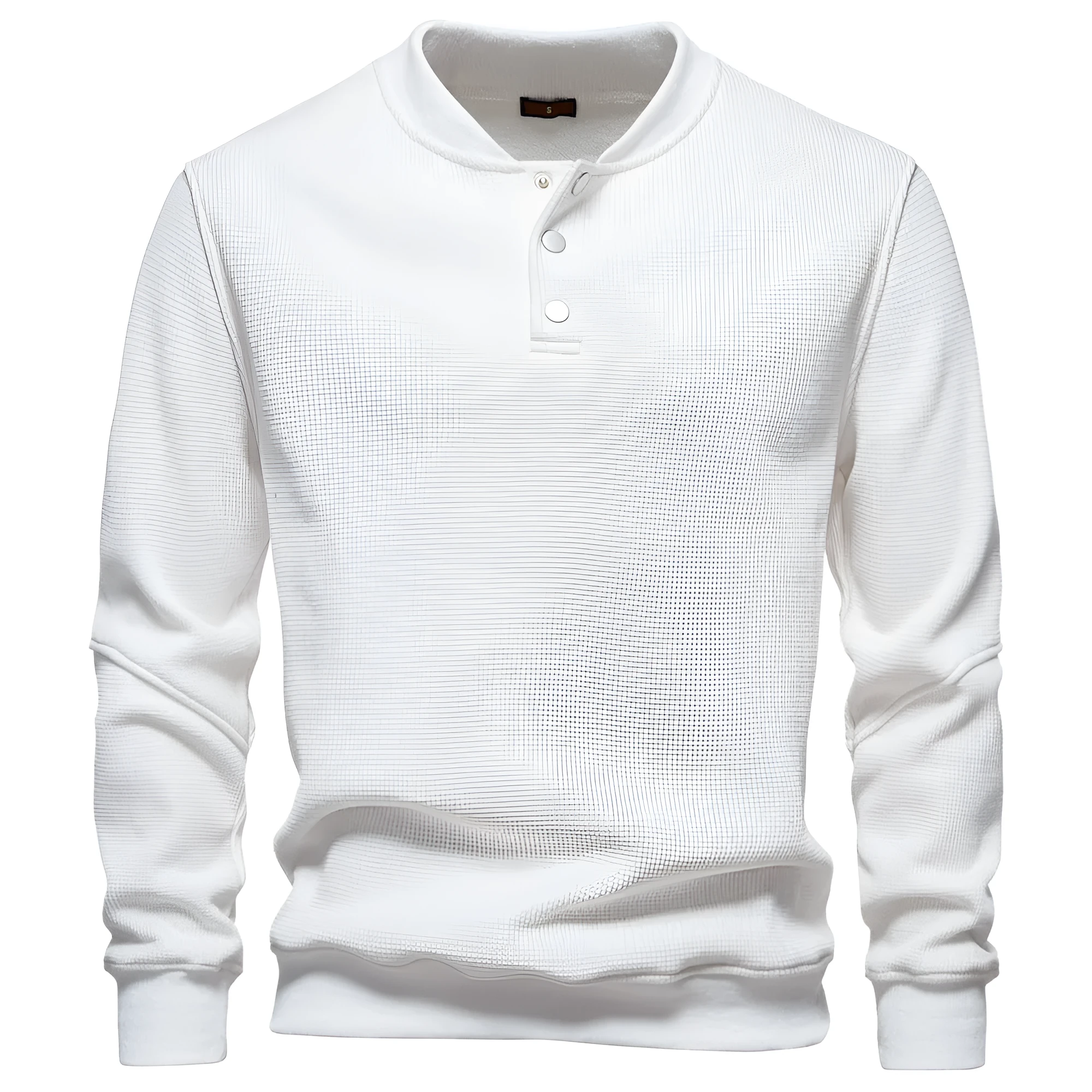 Men's fleece-lined round neck sweatshirt in black, long sleeves, ribbed cuffs, casual fit