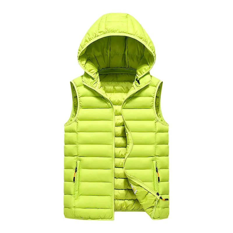 Men's Korean slim trendy vest in black, thick polyester with cotton filling, slim fit, casual style