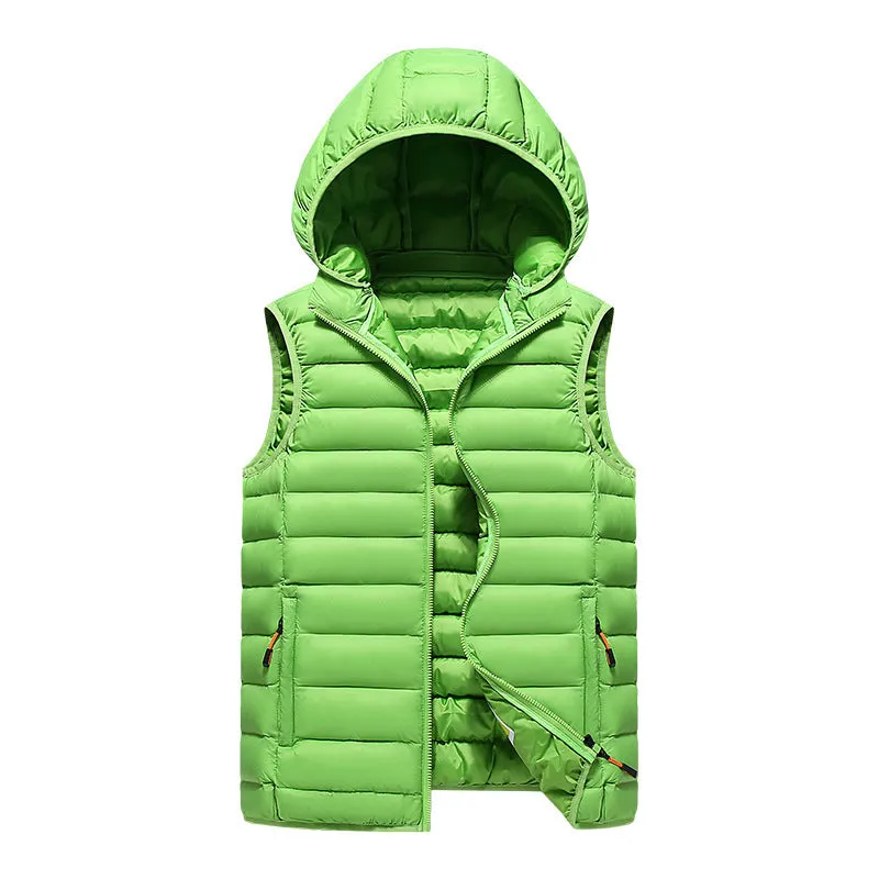 Men's Korean slim trendy vest in black, thick polyester with cotton filling, slim fit, casual style