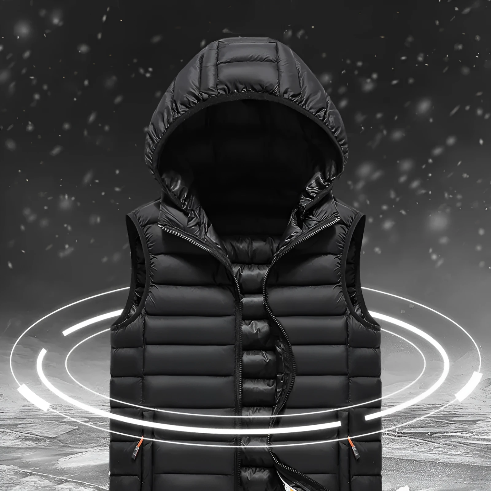 Men's Korean slim trendy vest in black, thick polyester with cotton filling, slim fit, casual style