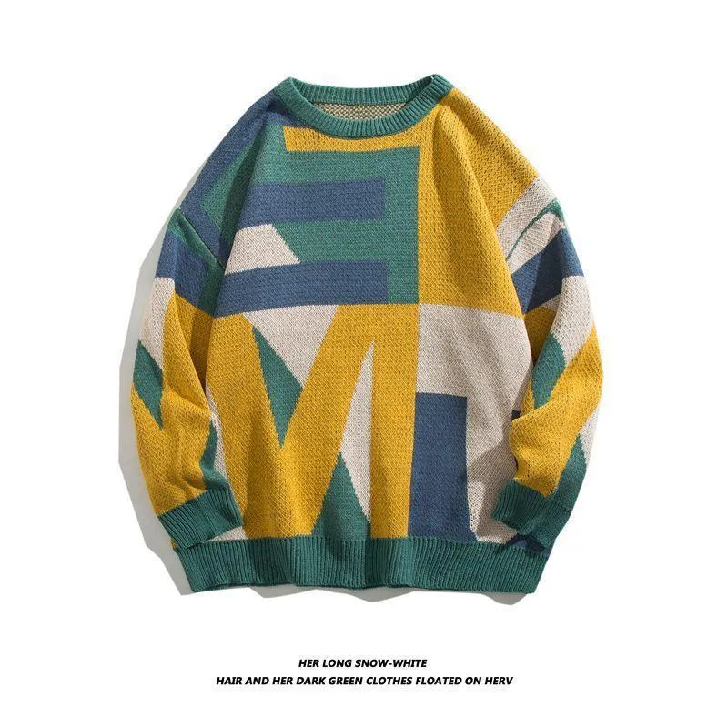 Loose student streetwear pullover sweater in B022 apricot colour, thickened fabric, long sleeves, polyester-modal blend