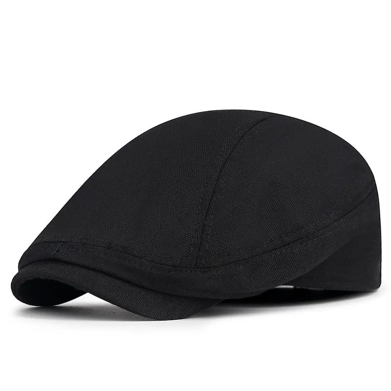 Retro British canvas beret in solid colour with adjustable size for sun protection and shade