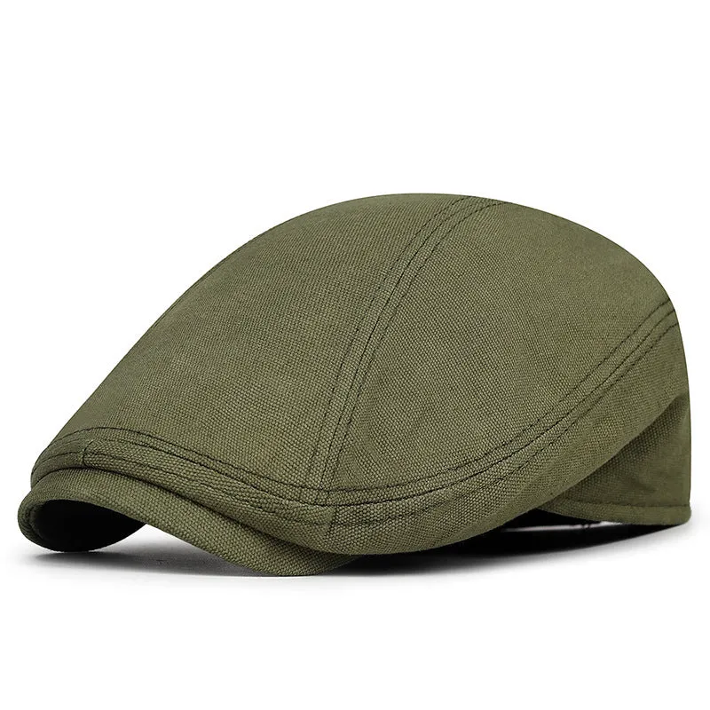 Retro British canvas beret in solid colour with adjustable size for sun protection and shade