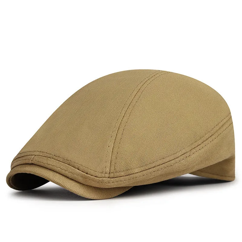 Retro British canvas beret in solid colour with adjustable size for sun protection and shade