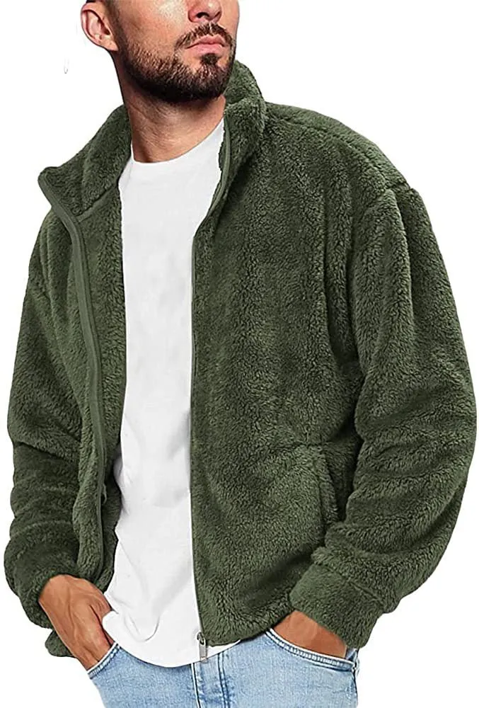 Casual men's solid colour polyester hooded jacket in gray with hood, front view