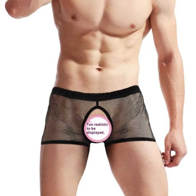 Men's black nylon underwear with average Asian sizing for a smooth fit