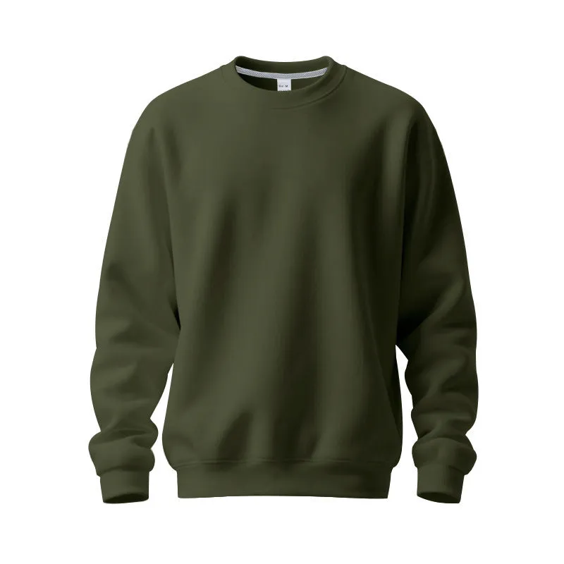 Men's loose oversized casual top in solid colour, long sleeve, round neck, polyester fabric, autumn wear