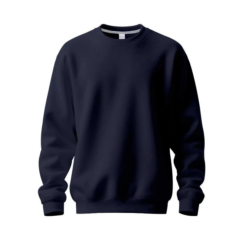 Men's loose oversized casual top in solid colour, long sleeve, round neck, polyester fabric, autumn wear
