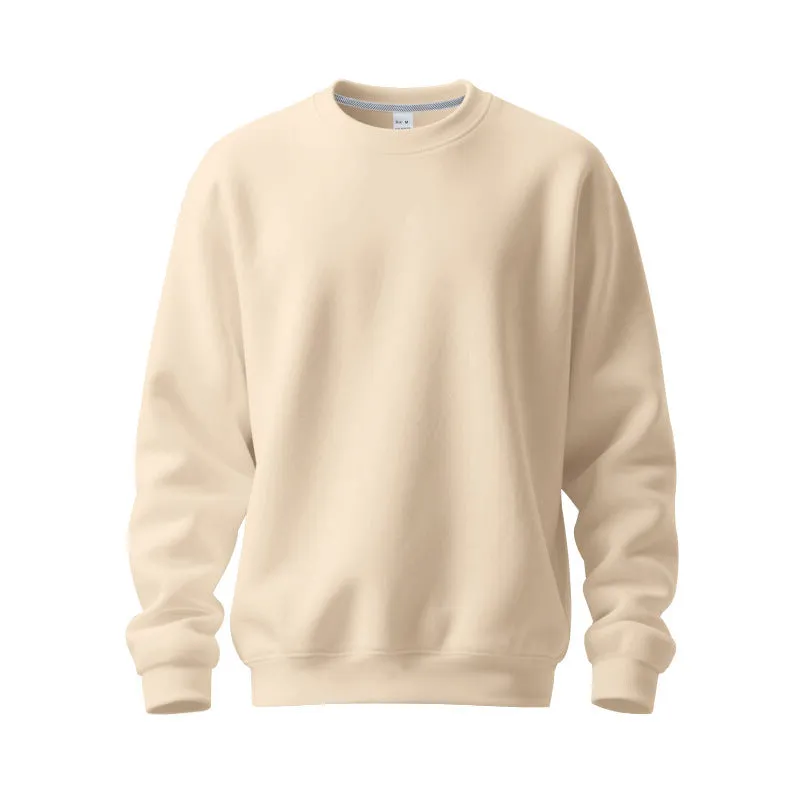 Men's loose oversized casual top in solid colour, long sleeve, round neck, polyester fabric, autumn wear