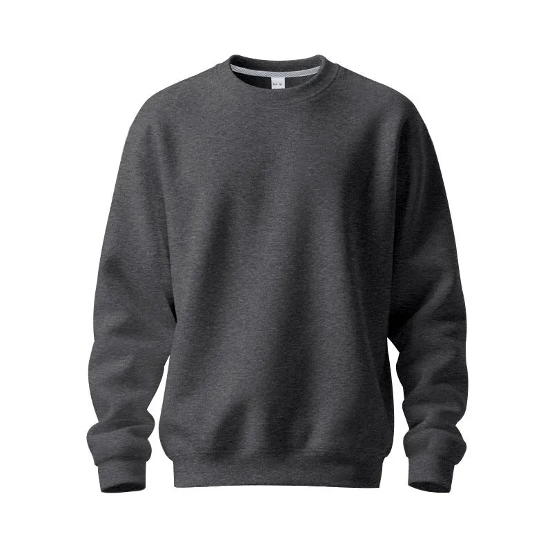 Men's loose oversized casual top in solid colour, long sleeve, round neck, polyester fabric, autumn wear