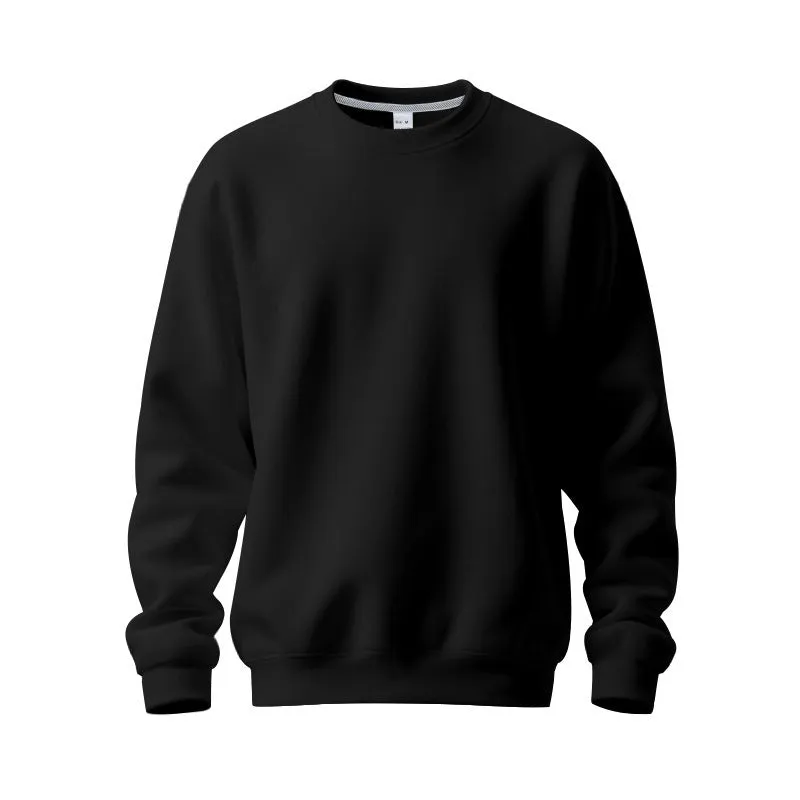 Men's loose oversized casual top in solid colour, long sleeve, round neck, polyester fabric, autumn wear