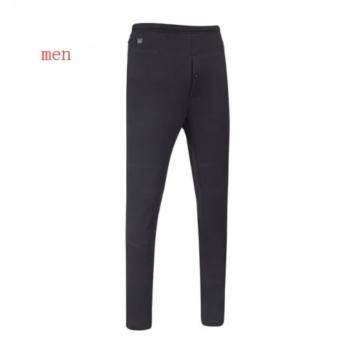 USB heated outdoor hiking winter sport thermal trousers for men, black cotton, three-speed heating control