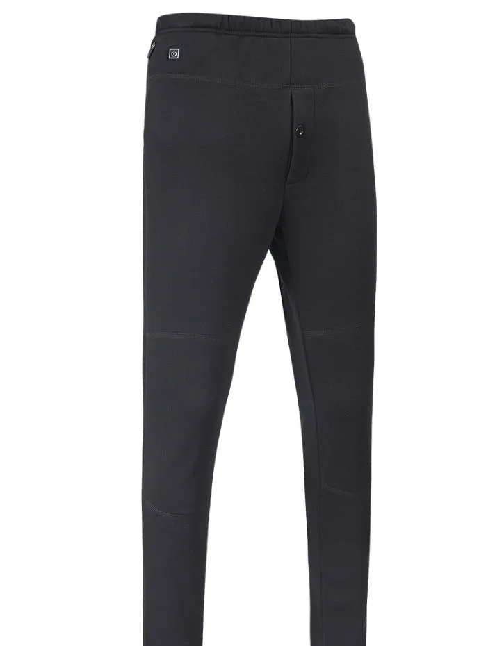 USB heated outdoor hiking winter sport thermal trousers for men, black cotton, three-speed heating control